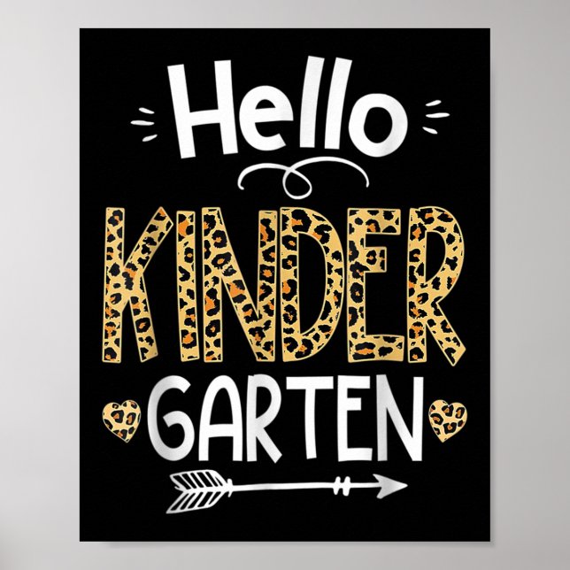 Hello Kindergarten Leopard Teacher Back To School  Poster (Front)
