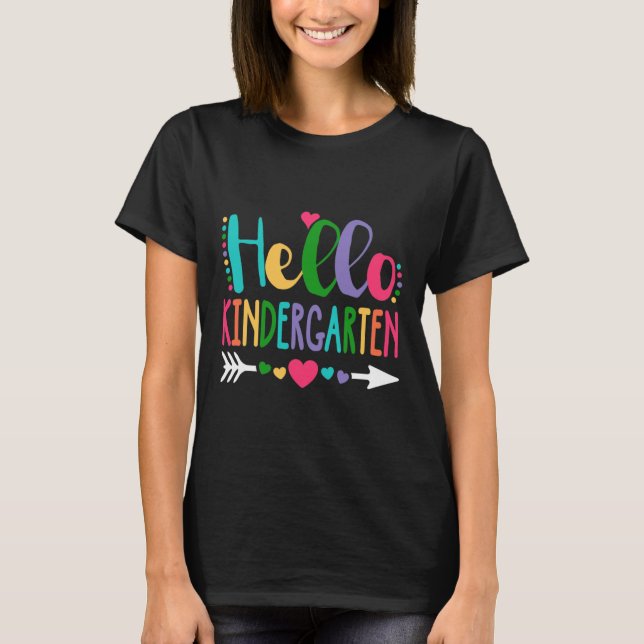 Hello Kindergarten Leopard Tie Dye Pencil  Cute Te T-Shirt (Front)