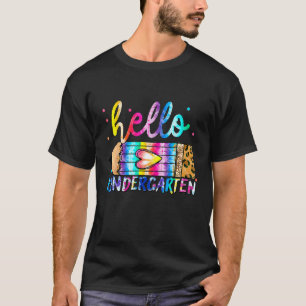 Hello Kindergarten Leopard Tie Dye Pencil Cute Tea T-Shirt