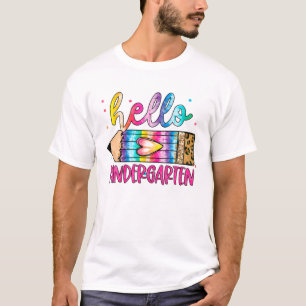 Hello Kindergarten Leopard Tie Dye Pencil Cute Tea T-Shirt