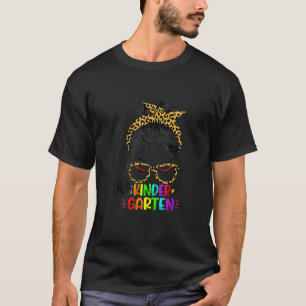Hello Kindergarten Messy Bun Back To School For Te T-Shirt