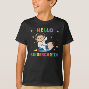 Hello Kindergarten Monkey Astronaut Space Rocket T-Shirt