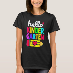 Hello Kindergarten Pencil Heart Back To School Tea T-Shirt