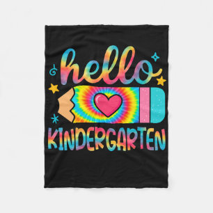 Hello Kindergarten Pencil Tie Dye Back To School K Fleece Blanket