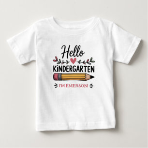 Hello Kindergarten Personalised Back To School Baby T-Shirt