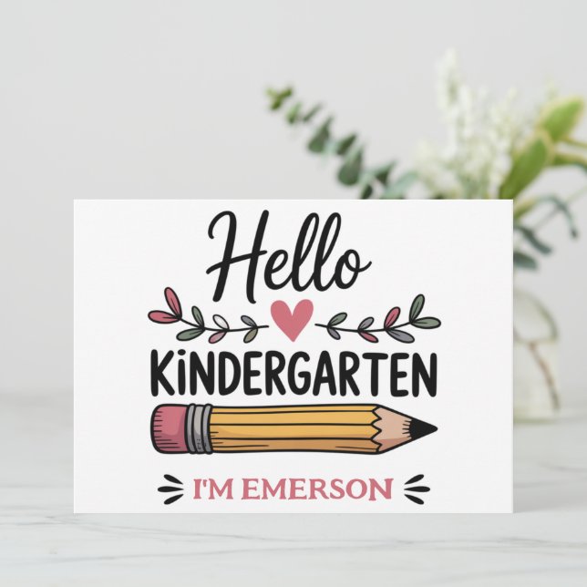 Hello Kindergarten Personalised Back To School Invitation (Standing Front)