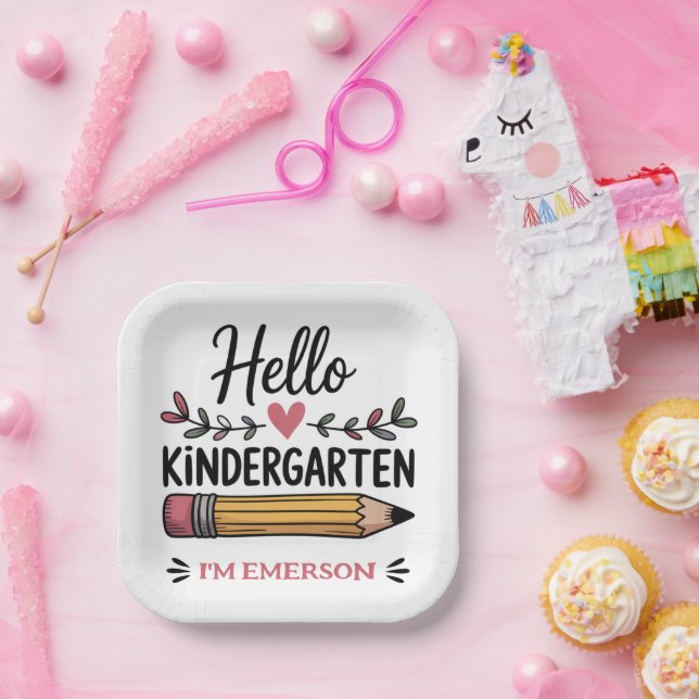 Hello Kindergarten Personalised Back To School Paper Plate (Party)