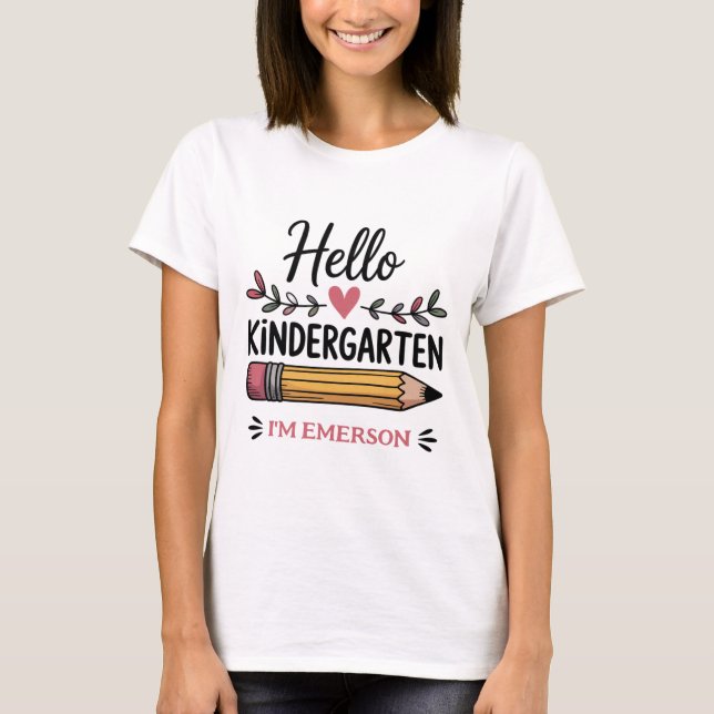 Hello Kindergarten Personalised Back To School T-Shirt (Front)
