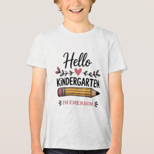 Hello Kindergarten Personalised Back To School Tri-Blend Shirt