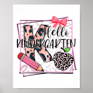 Hello Kindergarten Pink Leopard Ck To School Leopa Poster