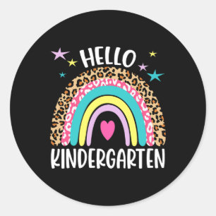 hello Kindergarten Rainbow first day back to Schoo Classic Round Sticker
