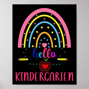 Hello Kindergarten Rainbow First Day Byck To Schoo Poster