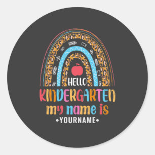 Hello Kindergarten Rainbow First Day of School Classic Round Sticker
