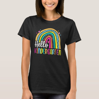 Hello Kindergarten Rainbow For Teachers Girls Kids T-Shirt