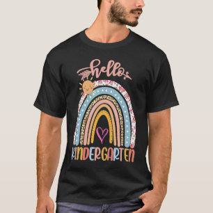 Hello Kindergarten Rainbow Heart Teacher Student T-Shirt