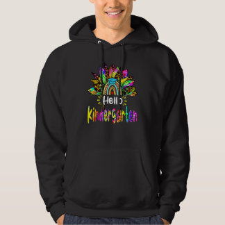 Hello Kindergarten Rainbow Sunflower Tie Dye Back Hoodie