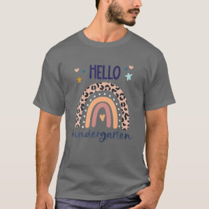 Hello Kindergarten Retro Leopard Rainbow For Teach T-Shirt