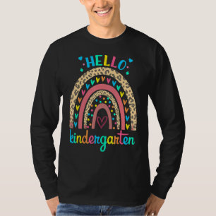 Hello Kindergarten Retro Rainbow Heart For Teacher T-Shirt