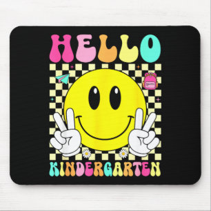 Hello kindergarten retro smile face back to school mouse mat