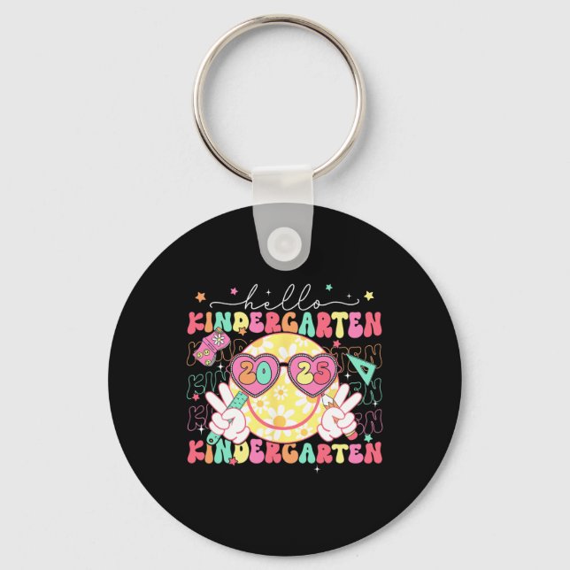 Hello Kindergarten Smile Face Back To School 2025  Key Ring (Front)