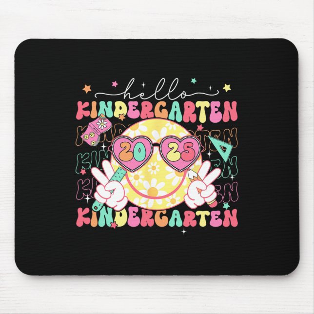 Hello Kindergarten Smile Face Back To School 2025  Mouse Mat (Front)
