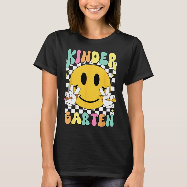Hello Kindergarten Smile Face Back To School Kinde T-Shirt (Front)