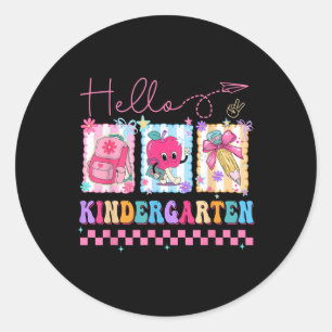 Hello Kindergarten Teacher Coquette Bow Back To Sc Classic Round Sticker