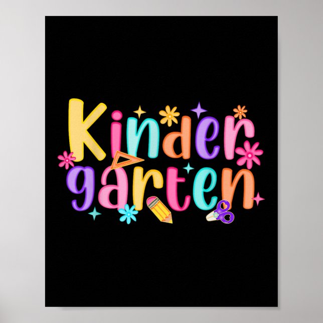 Hello Kindergarten Teacher Girls Kid Preppy Back T Poster (Front)