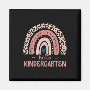 Hello Kindergarten Teacher Leopard Rainbow Back To Magnet
