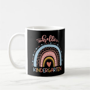 Hello Kindergarten Teacher Rainbow First Day Of Sc Coffee Mug