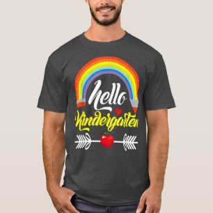 Hello Kindergarten Teacher Rainbow Kinder Back To T-Shirt