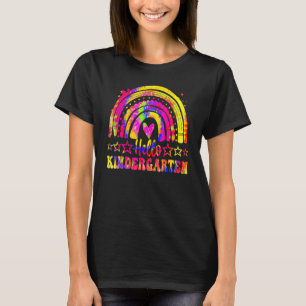 Hello Kindergarten Teacher Rainbow Tie Dye Back To T-Shirt