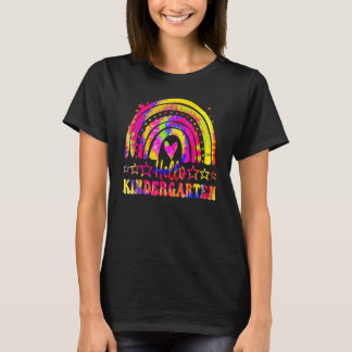 Hello Kindergarten Teacher Rainbow Tie Dye Back To T-Shirt