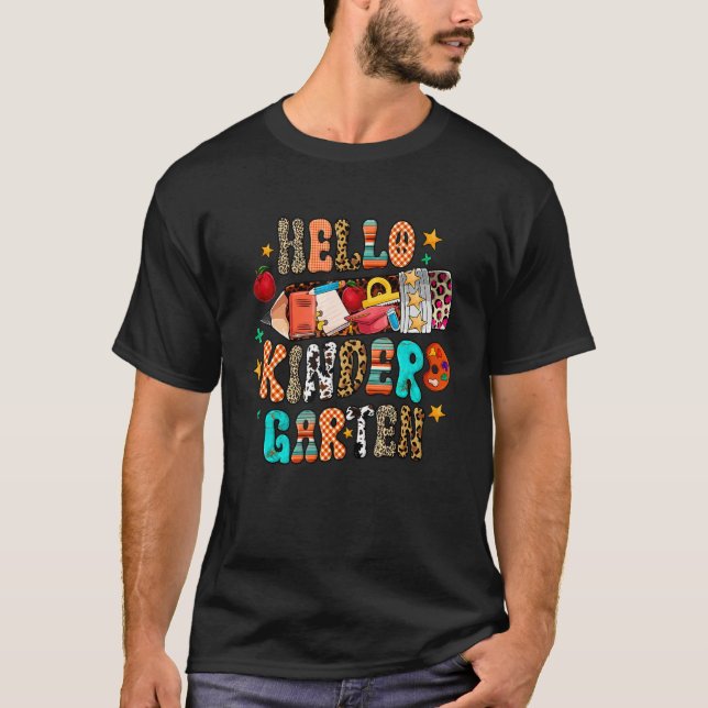 Hello kindergarten Teacher Team Back To School Ret T-Shirt (Front)