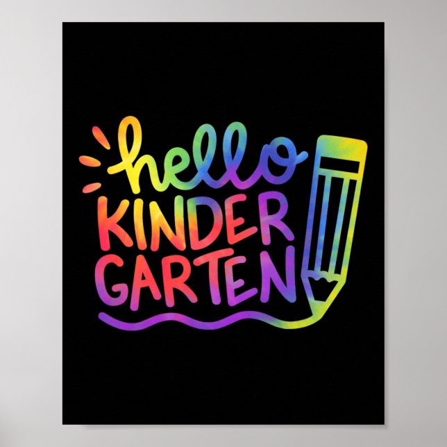 Hello Kindergarten Teacher Tie Dye Welcome Back To Poster (Front)