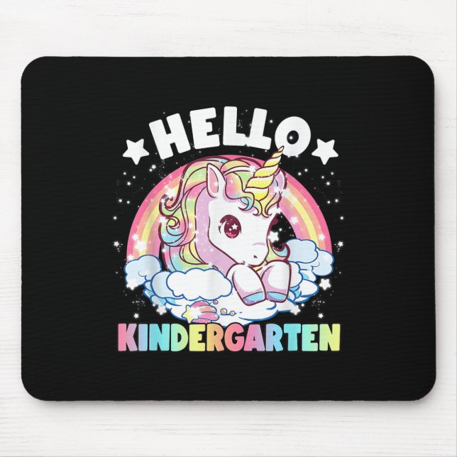 Hello Kindergarten Teacher Unicorn Back To School  Mouse Mat (Front)