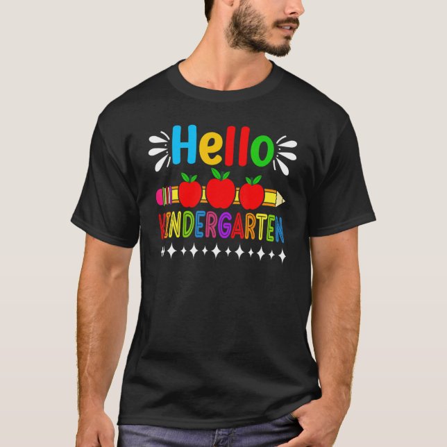 Hello Kindergarten Team Kinder Back To School Squa T-Shirt (Front)