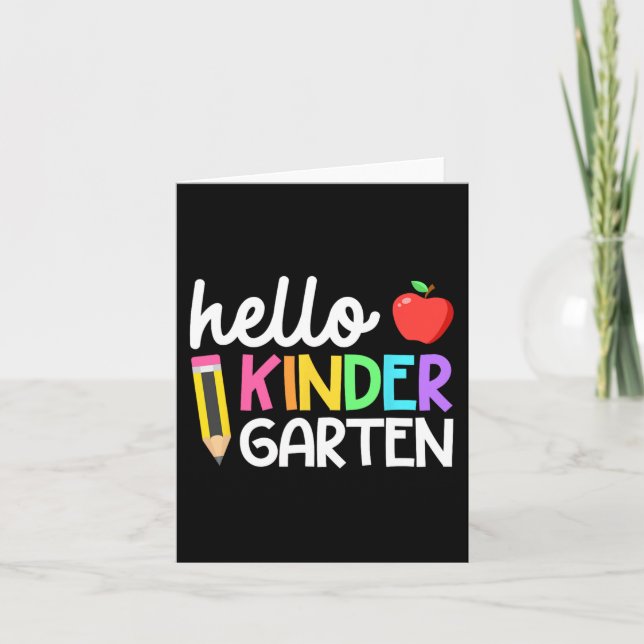 Hello Kindergarten Team Kinder Back to School Teac Card (Front)