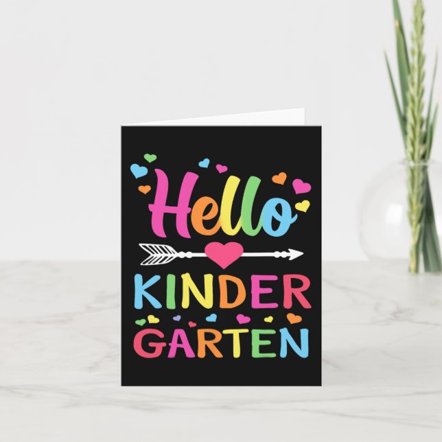 Hello Kindergarten Team Kinder Back to School Teac Card (Front)