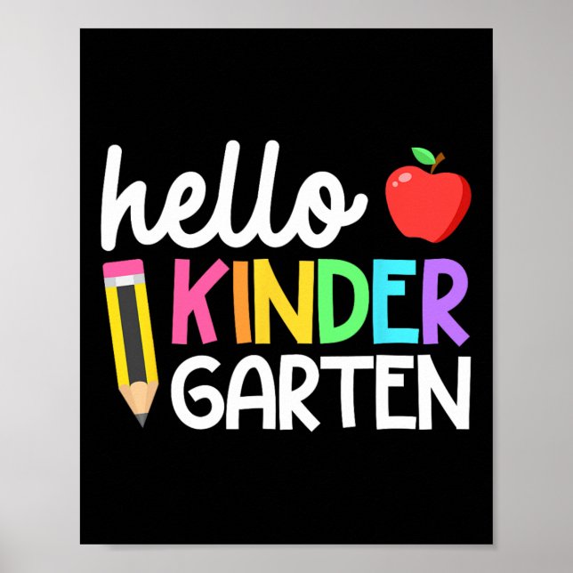 Hello Kindergarten Team Kinder Back to School Teac Poster (Front)