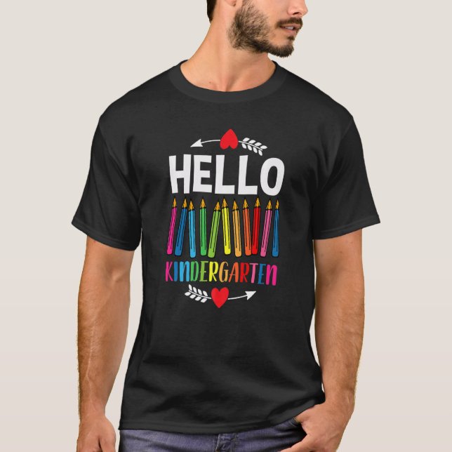 Hello Kindergarten Team Kinder Back to School Teac T-Shirt (Front)