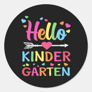 Hello Kindergarten Team Kinder Byck To School Teac Classic Round Sticker