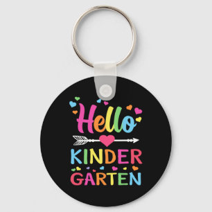 Hello Kindergarten Team Kinder Byck To School Teac Key Ring