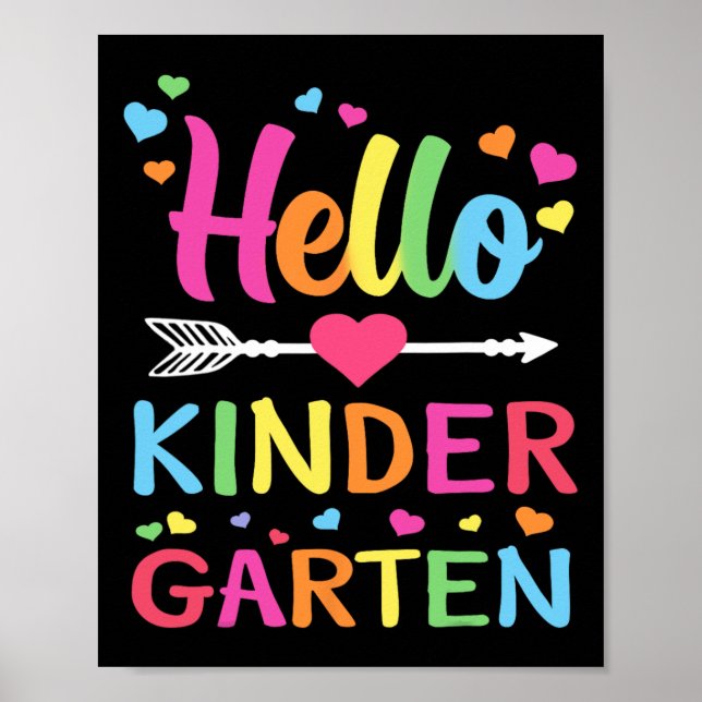 Hello Kindergarten Team Kinder Byck To School Teac Poster (Front)