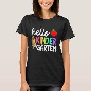 Hello Kindergarten Team Pencil Teacher Kids Back T T-Shirt