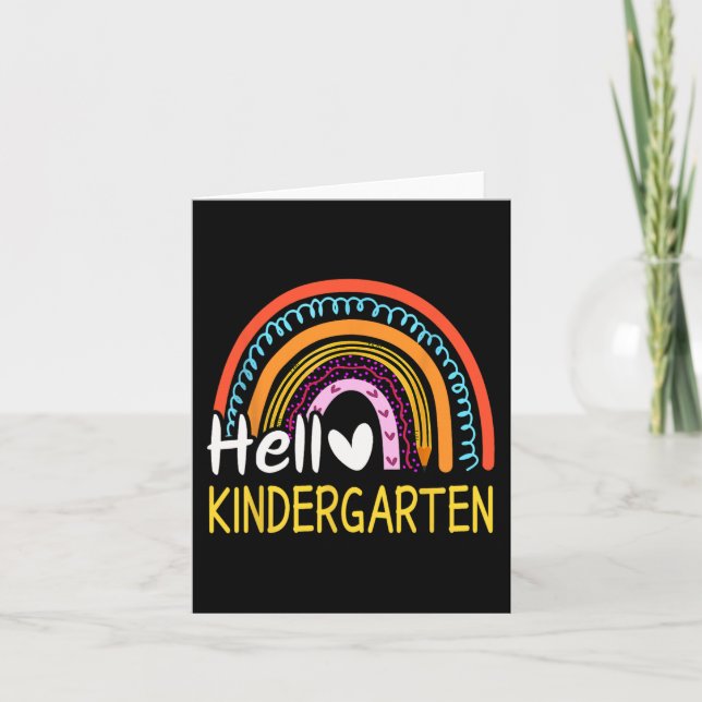 Hello Kindergarten Team Teacher Back to School Rai Card (Front)