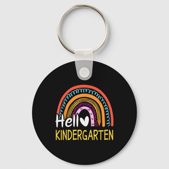 Hello Kindergarten Team Teacher Back to School Rai Key Ring (Front)