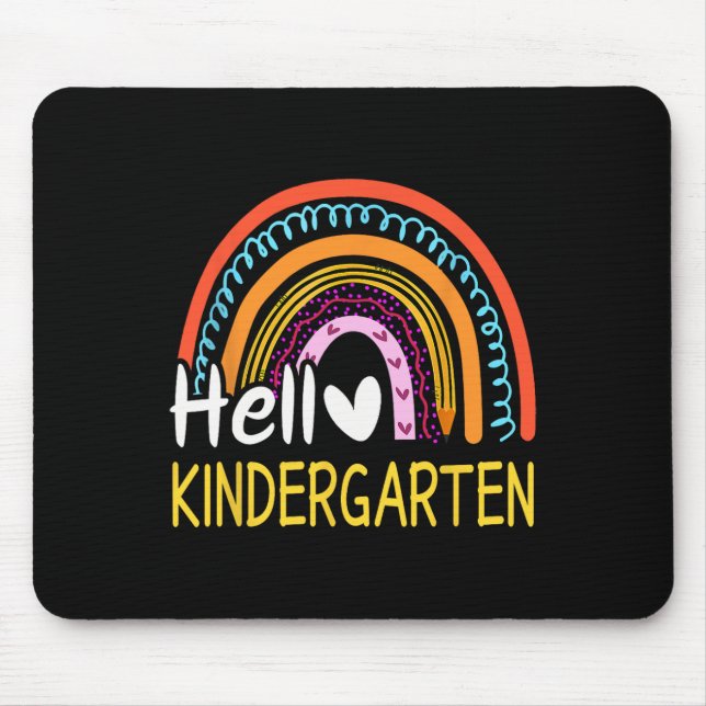 Hello Kindergarten Team Teacher Back to School Rai Mouse Mat (Front)