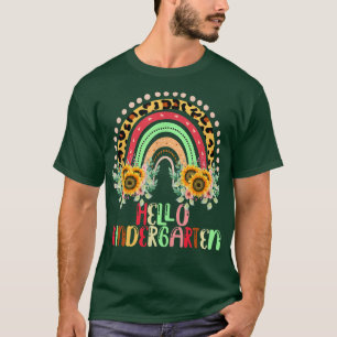 Hello Kindergarten Tees Sunflower Rainbow Teacher