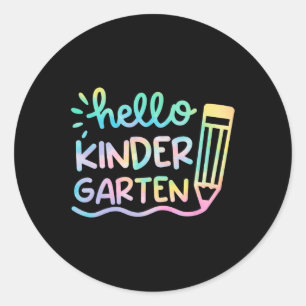 Hello Kindergarten Tie Dye Teachers Kids Back to S Classic Round Sticker